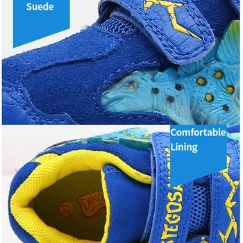 2020 Cald Iarna Baieti Adidasi Dinozaur 3D LED Copii Pantofi de Piele Anti-Alunecos Copii Formatori Aprinde Sport Copii încălțăminte