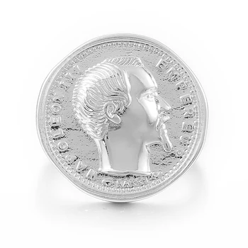Napoleon al III-lea Monedă Inele pentru Femei Barbati 316L din Oțel Inoxidabil Rotunde Inele de Aur de Argint de Culoare Punk Stil Masculin Cadouri Bijuterii