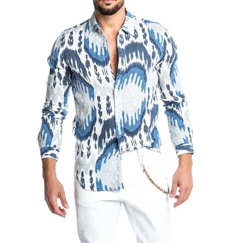 Urban Bărbați Tricouri pentru Bărbați Geometrice se Potrivesc Subțire de sex Masculin Camasa Casual Alba cu Maneci Lungi Stil Britanic de Bumbac Subțire de Lux pentru Barbati Tricouri