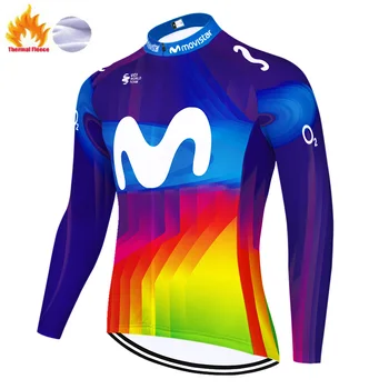 2020 maillot cyclisme homme movistar ciclism jersey cu maneca lunga iarna thermal fleece Biciclete Biciclete Tricou jersey ciclismo hombre