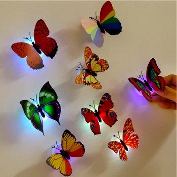 20buc Creative Fluture Colorat Lumina de Noapte LED-uri Lumini de Noapte, Atmosfera, Luminile Pot Fi Lipite Desktop Acasă Decorare Perete