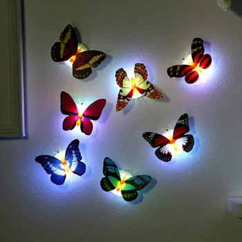 20buc Creative Fluture Colorat Lumina de Noapte LED-uri Lumini de Noapte, Atmosfera, Luminile Pot Fi Lipite Desktop Acasă Decorare Perete