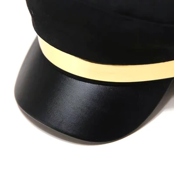 Moda bereta Toamna iarna capac Militar dungi Aurii Street style stil Britanic retro cald vânzător de ziare capace capac octogonal de sex feminin