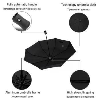 RECHAR Brand Automată Windproof Umbrela Bărbați Ploaie Femei de Călătorie 3 Pliere Umbrela de Afaceri Auto Deschide Aproape Usoare Umbrelă de soare