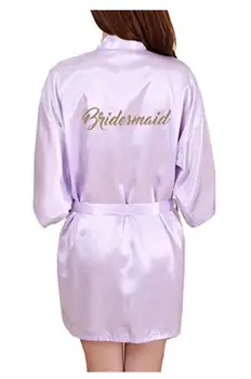 RB85 domnisoara de Onoare Scrisoare Sclipici Auriu Print Kimono Robe de Mătase Faux Femei Burlacelor Nunta Preparewear Mireasa Halate de Partid