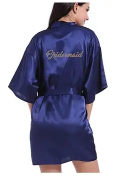 RB85 domnisoara de Onoare Scrisoare Sclipici Auriu Print Kimono Robe de Mătase Faux Femei Burlacelor Nunta Preparewear Mireasa Halate de Partid