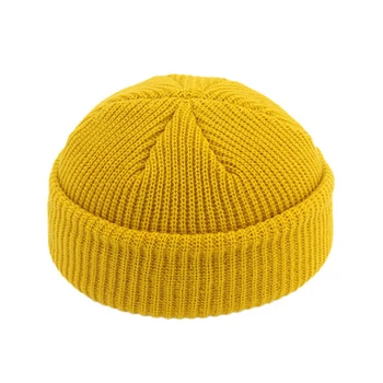 2020 Beanie Unisex Pălărie Cu Nervuri Tricotate Încătușat Pălărie De Iarnă Caldă Scurt Beanie Casual Culoare Solidă Skullcap Largi Pentru Adulti Barbati Beanie