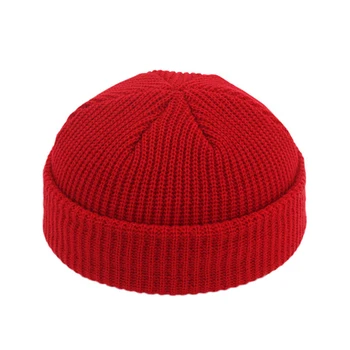 2020 Beanie Unisex Pălărie Cu Nervuri Tricotate Încătușat Pălărie De Iarnă Caldă Scurt Beanie Casual Culoare Solidă Skullcap Largi Pentru Adulti Barbati Beanie