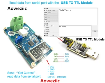 1BUC WCS2705 0-5A AC DC curent de afișare metru citi date de la portul Serial cu USB to TTL