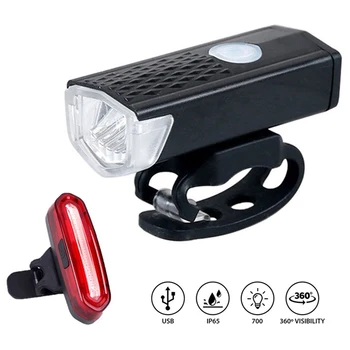USB Reîncărcabilă Lumina Bicicleta MTB Biciclete Fata Spate Stop Spate Bicicleta de Siguranță lampa de control rezistent la apa Biciclete Lampa Flashligh
