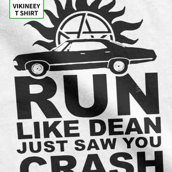 Supranaturale Tricou Om Fugi Ca Dean-Am Văzut Accident Impala T-Shirt Mâneci Scurte Din Bumbac Tricou Plus Dimensiune