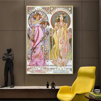 Alphonse Mucha Ilustrare Epocă Panza, Postere Si Printuri Decorative Art Nouveau Tablouri Canvas Wall Art Piuctures Cuadros
