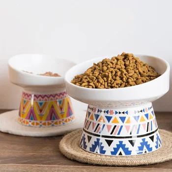 Animale de companie Non-alunecare de Ceramica Bowl Feeder de 45 de grade Proteja Cainele de Gat Pisici Alimentare Recipient de Apă de Alimentare Pisoi Boluri Câini Produse