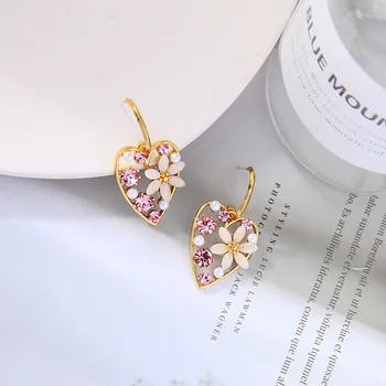 Kissme Delicat Cristal Acrilic Perla in Forma de Inima Picătură Cercei Pentru Femeile Unic Opal Flori de Culoare de Aur Alamă Cercei Bijuterii