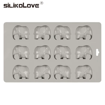 SILIKOLOVE 12 Cavitate în Formă de Elefant Cookie Mucegai Silicon Instrumente de Copt Pentru Prăjituri Pan Instrumente de Decorare Usor De curatat Non-stick
