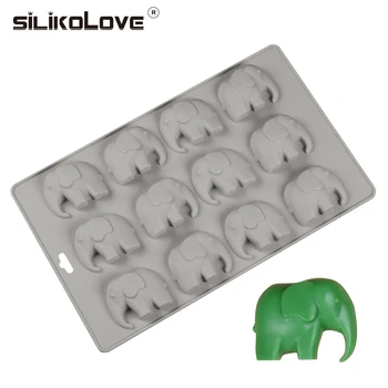 SILIKOLOVE 12 Cavitate în Formă de Elefant Cookie Mucegai Silicon Instrumente de Copt Pentru Prăjituri Pan Instrumente de Decorare Usor De curatat Non-stick