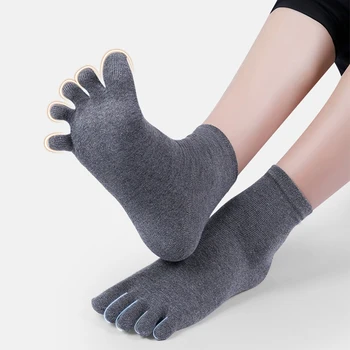 3pais Cinci Degete Respirabil Deget de la picior Șosete Bărbați Femei Șosete de Bumbac de Funcționare Sport Șosete Solide de Culoare Negru Alb Albastru Gri kaki