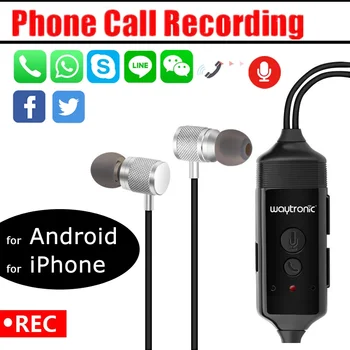 Bluetooth Înregistrare Cască telefon mobil call recorder pentru iPhone, Android,Colectarea de Probe, Interviu, Studio telefon record