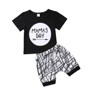 2018 Moda Nou-născut băiețelul Copilul Bumbac Scrisoare de Imprimare T-shirt, Blaturi+Pantaloni scurți Costum de Haine 0-24M