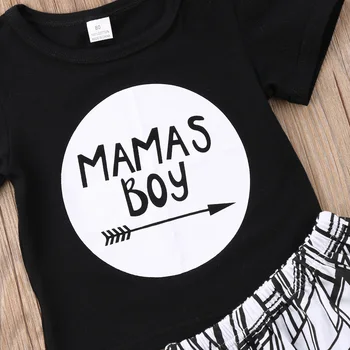 2018 Moda Nou-născut băiețelul Copilul Bumbac Scrisoare de Imprimare T-shirt, Blaturi+Pantaloni scurți Costum de Haine 0-24M
