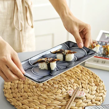 4 Buc / Set Ceramic Placa de Sushi Set Sos fel de Mancare Japonez Stil Underglaze Dreptunghiulară Desert din Portelan Tacamuri CZY10600