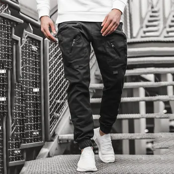 Nou Stil pentru Bărbați Pantaloni Casual Țesute Mare Buzunar cu Fermoar Moda Salopete Impermeabil, Respirabil Strada Hip-hop Stil de Pantaloni Lungi