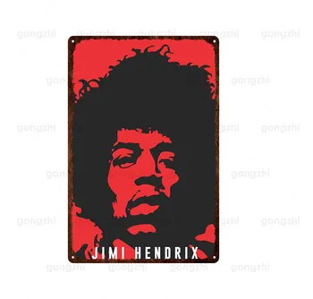 Rock Music Player Jimi Hendrix Tin Logo Pictura Poate Fi Personalizat Anti-Decolorare Metal Retro Cafe-Bar Arta De Perete Decor Unic