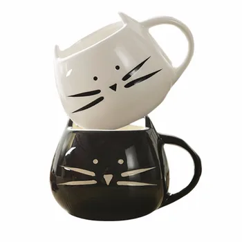 420ml Minunat Alb / Negru Cat Cafea cu Lapte Lumina Ceramice Iubitorii de Cana Cupluri Cupa Dec5