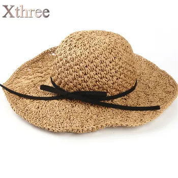 Xthree două dimensiuni manual Țese paie femei pălărie de vară pentru copii pyjamas Epocă Sinamay Fascinator pălărie pentru fete