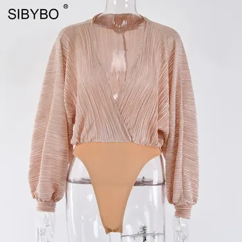 Sibybo V-Gât Adânc Cutat Sexy Body De Moda Pentru Femei Cu Maneci Lungi Femei Libere Salopetă De Primavara Casual Salopeta Body 2021 Topuri