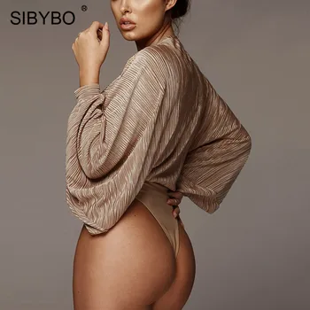 Sibybo V-Gât Adânc Cutat Sexy Body De Moda Pentru Femei Cu Maneci Lungi Femei Libere Salopetă De Primavara Casual Salopeta Body 2021 Topuri