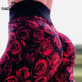 NADANBAO Femei Fitness Jambiere 3D Rose Imprimate Jambiere Talie Mare Elastic Jogging Sexy Femeie Pantaloni
