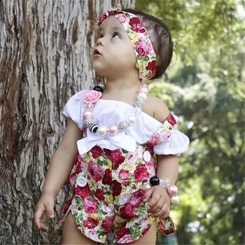 Pudcoco 0-3Y moda copii copii Copii Fata Top Alb T shirt+Floral pantaloni Scurți Salopeta bebe fete frumoase haine de vară Tinutele Set