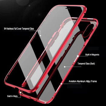 360 Magnetic Adsorbția Metalelor Telefon Caz Pentru iPhone 6 6s 8 7 Plus față-Verso de Sticla cu Magnet Cover Pentru iPhone X XS XR 11 pro MAX