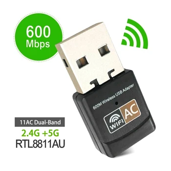 600Mbps Wireless USB Ethernet PC WiFi AC Adapter Dual Band 2.4 G / 5G WIFI Primirea Adaptor Suport WPS Criptare WEP Indicator