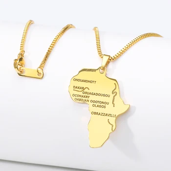 Anniyo Africa Harta Pandantiv Colier pentru Femei, Bărbați de Culoare de Aur Etiopian Bijuterii en-Gros din Africa Hărți Hiphop Colier Dropshiping