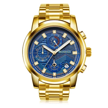 BOAMIGO Ceasuri Barbati Brand de Top Cronograf Oameni de afaceri Ceasuri Sport din Oțel inoxidabil simplu Rochie de Moda Cuarț ceas masculin