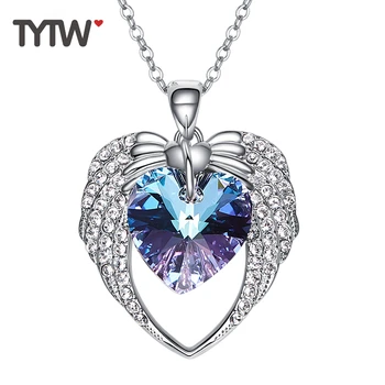 TYTW Cristale Din Austria Bijuterii Înger în Formă de Inimă Albastră Violet Chic Moda Bijuterii Austria Stras Coliere si Pandantiv