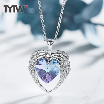 TYTW Cristale Din Austria Bijuterii Înger în Formă de Inimă Albastră Violet Chic Moda Bijuterii Austria Stras Coliere si Pandantiv