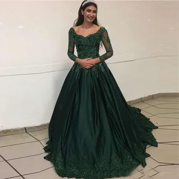2021 primăvară elegant dantelă rochie de petrecere, rochii formale rochie de seara rochie de culoare verde închis вечернее платье mâneci lungi rochii de bal
