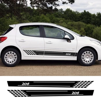 2 BUC Portiera Laterală Fusta Dungi Grafice de Vinil PVC Autocolante Decorare Auto Reflectorizante Decalcomanii Pentru Peugeot 206 Accesorii Auto
