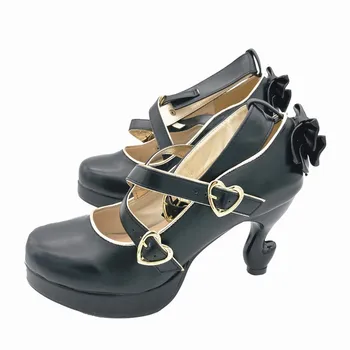 LIN REGELE Brand Ciudat Tocuri Pantofi Lolita Cosplay Papion Bandaj Cataramă Curele Femei Pompe cu Toc Platforma Servitoare Sexy Pantofi