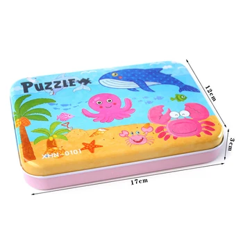 9/12/15/20 pc-uri puzzle-patru într-o cutie de fier de desene animate puzzle educativ jucarie cadou pentru copii de 3-6 ani băieți și fete
