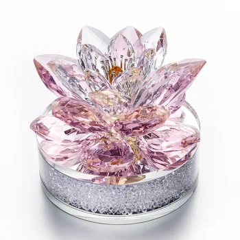 Cristal Floare de Lotus cu Diamant Figurine de Sticlă Prespapier Masina Decor Acasă Ornament Petrecere de Aniversare, Cadou de Nunta Fengshui Ambarcațiuni