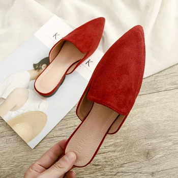 Primăvară/Vară 2020 Nou a Subliniat Plat Sandale cu talpă Femei Versiunea coreeană de Sac Cap Purta Elegant Pantofi Muller