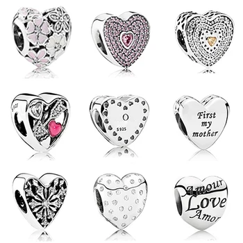 Moda Nou Argint 925 Inima Margele pentru DIY Brățară High End 1:1 Original Cadou de Ziua Îndrăgostiților Transport Gratuit