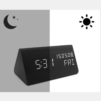 Alarmă Ceas Digital LED-uri de Afișare în Timp Setările de Alarmă Lemn Ceasuri Electrice Desktop AAA Alimentat Ceasuri de masa Decor de Masă 2020