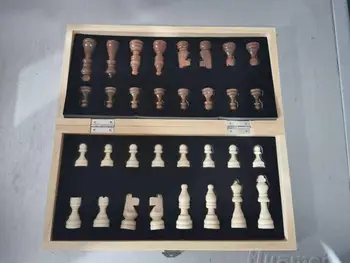 Din lemn Magnetic Set de Șah de Înaltă Calitate Joc de Familie Pliere Checker Bord din Lemn Masiv, Piese de Puzzle, Jocuri de Șah 29*29 CM tablă de Șah