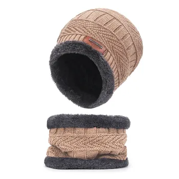 Iarna Slouchy Beanie Palarie Eșarfă Set de Cald Tricot Pălărie Cap de Craniu Gât mai Cald cu o Grosime de Lână Căptușite Pălărie de Iarnă Eșarfă pentru Bărbați Femei