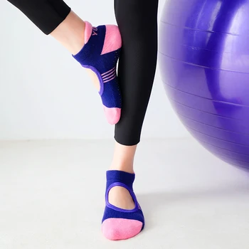 Femeile Backless Pilates Șosete Prosop de Jos Respirabil, Anti-Alunecare, Yoga Șosete de Bumbac de Balet, Dans Sportiv Șosete pentru Sala de Fitness